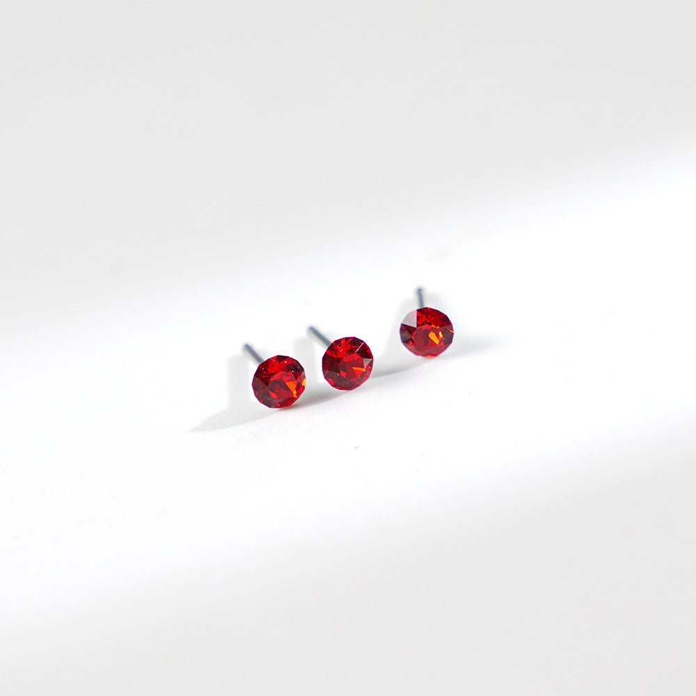 4mm Sparkling Synthetic Crystal Screw Back Titanium Stud Earrings