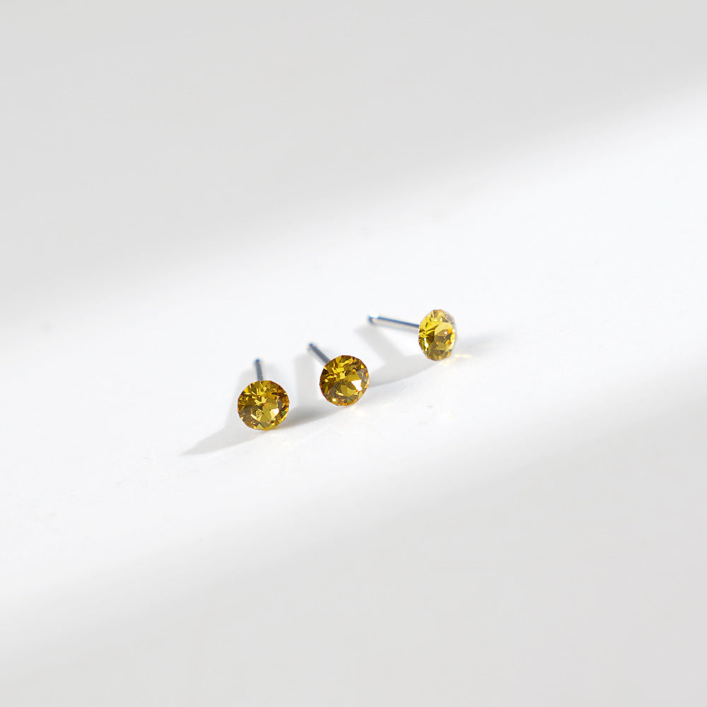 4mm Sparkling Synthetic Crystal Screw Back Titanium Stud Earrings