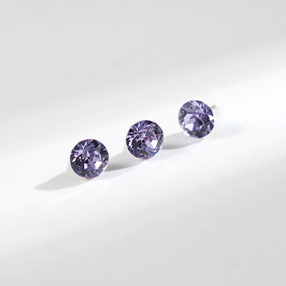 8mm Sparkling Synthetic Crystal Screw Back Titanium Stud Earrings
