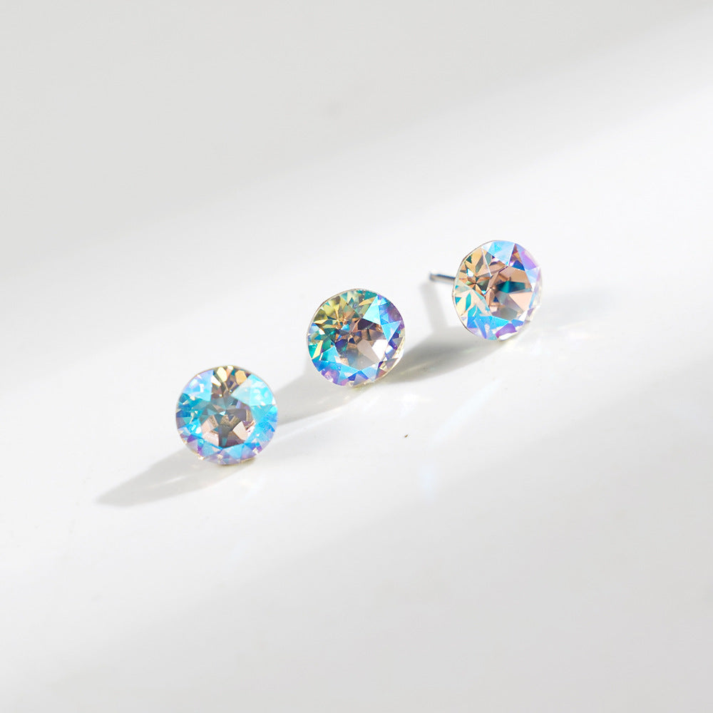 8mm Sparkling Synthetic Crystal Screw Back Titanium Stud Earrings