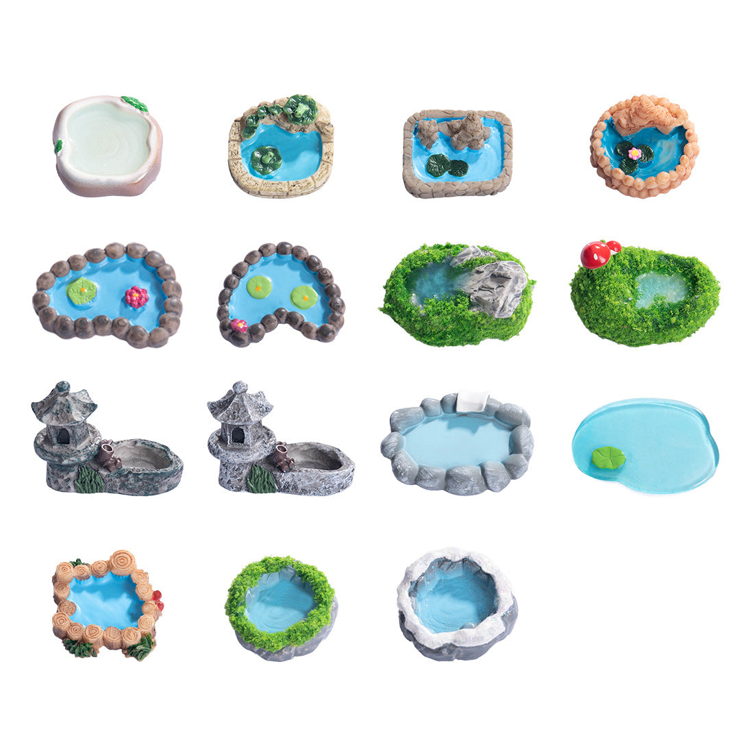 Lumi Mini Resin Pond Series – Creative Miniature Pool & Tower Ornaments for DIY