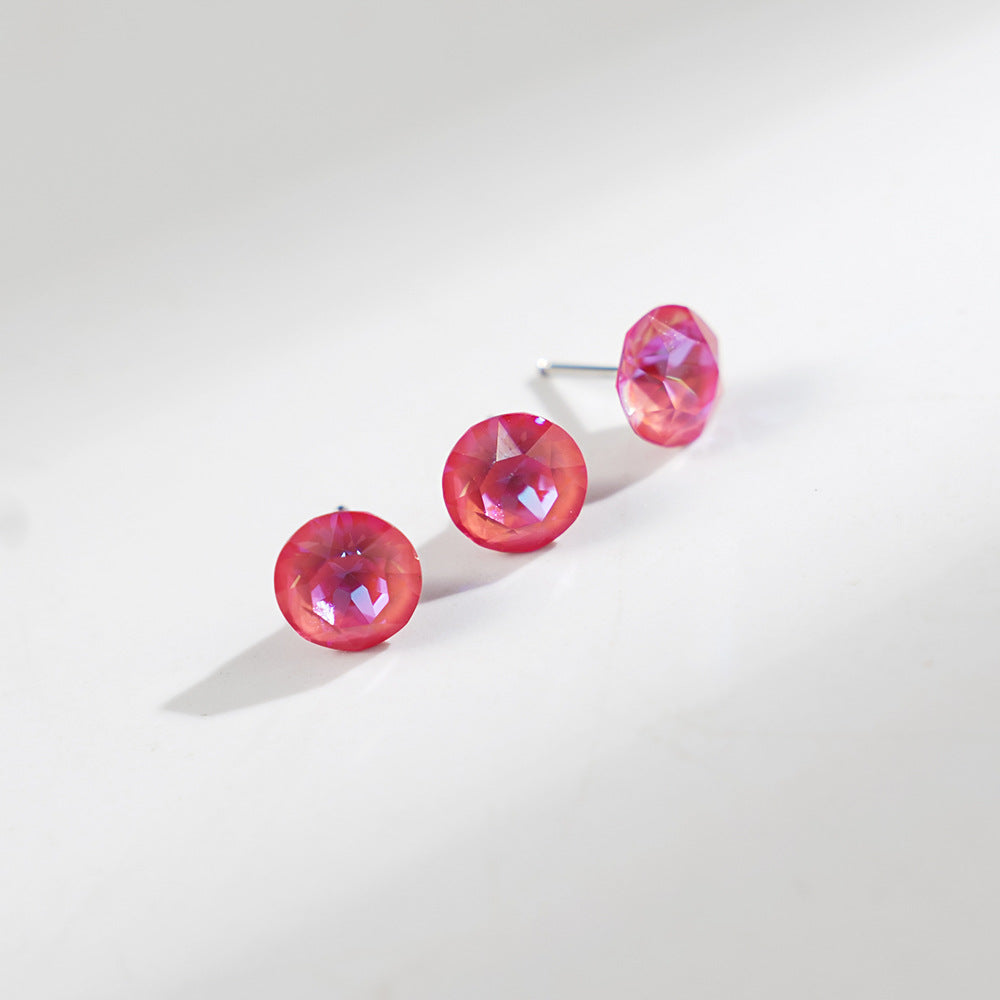 8mm Sparkling Synthetic Crystal Screw Back Titanium Stud Earrings