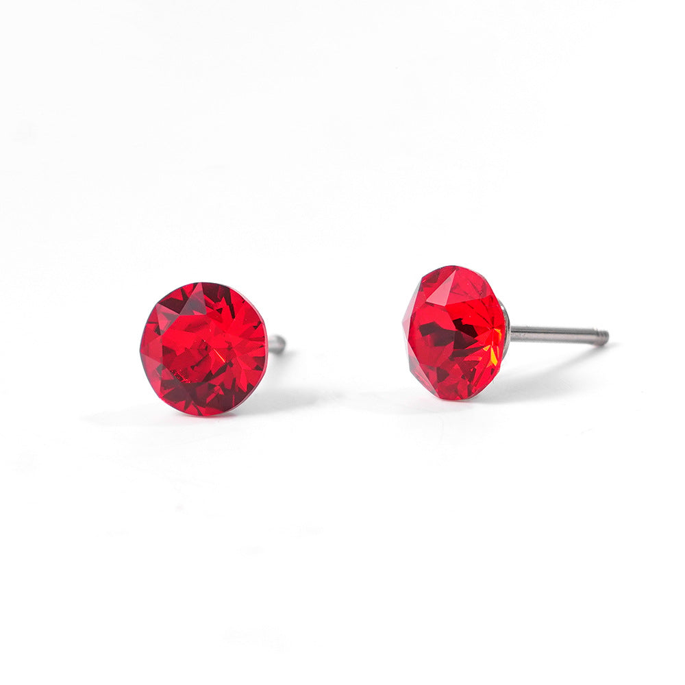 6mm Sparkling Synthetic Crystal Screw Back Titanium Stud Earrings