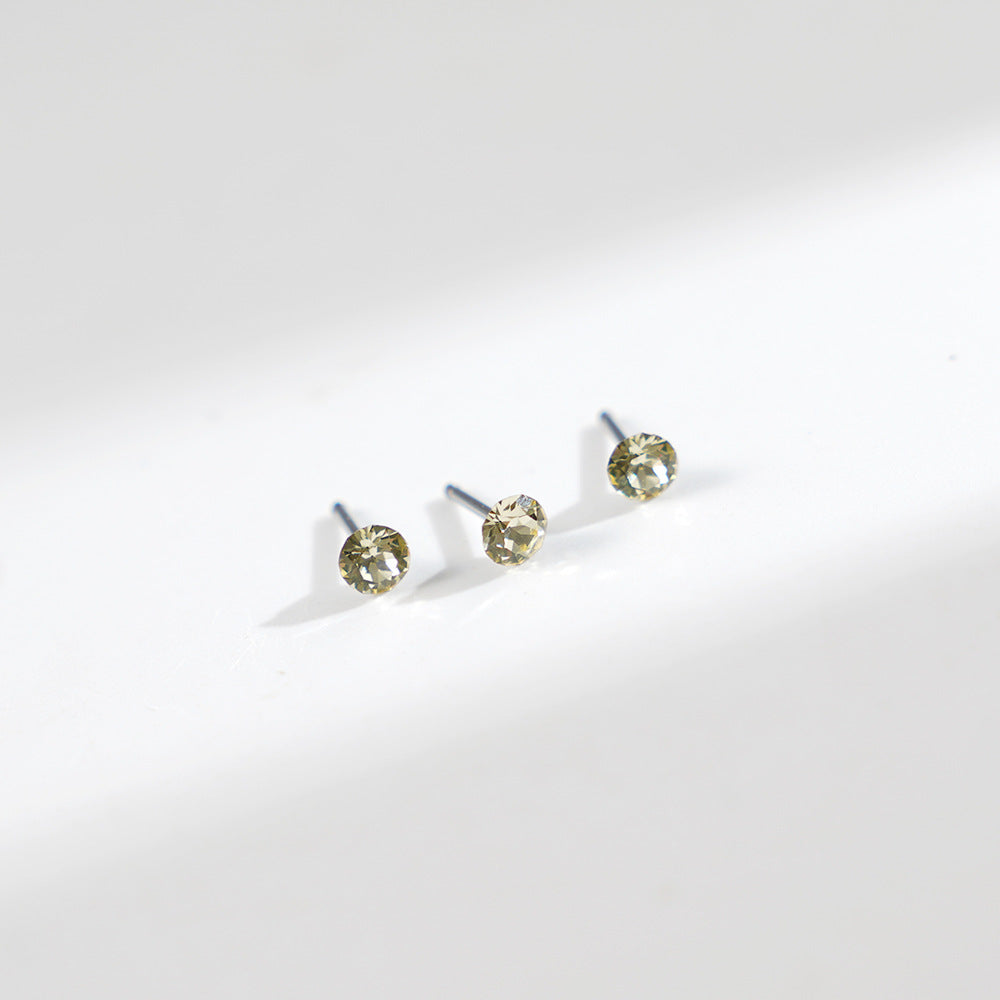 4mm Sparkling Synthetic Crystal Screw Back Titanium Stud Earrings