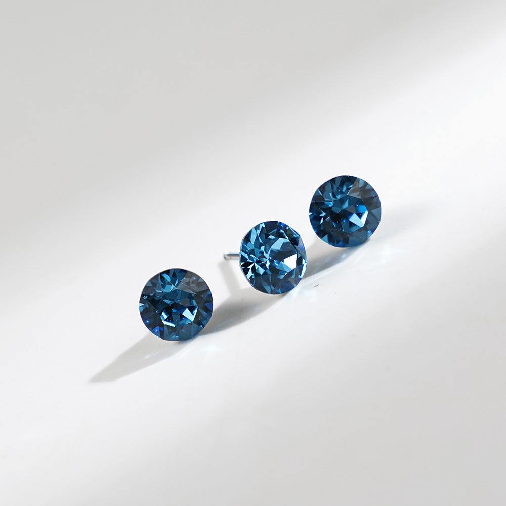 8mm Sparkling Synthetic Crystal Screw Back Titanium Stud Earrings