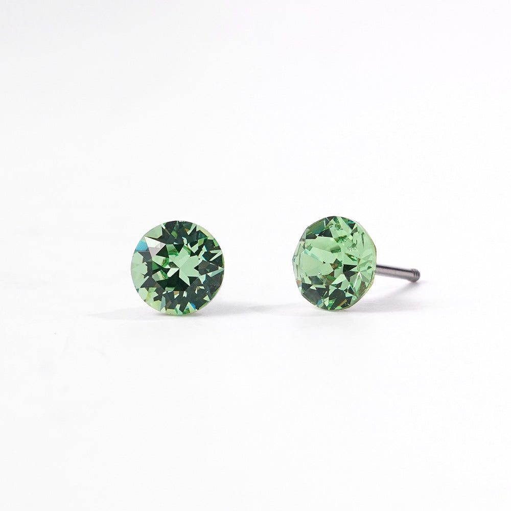 6mm Sparkling Synthetic Crystal Screw Back Titanium Stud Earrings