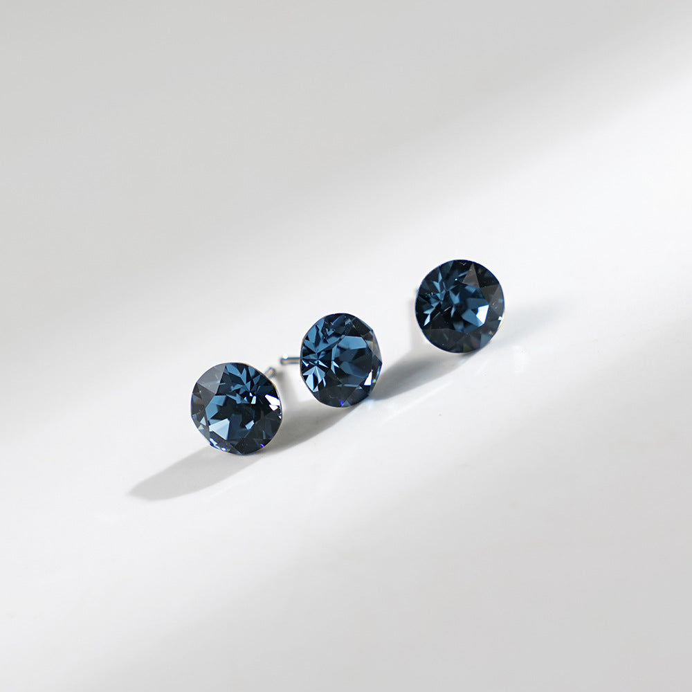 8mm Sparkling Synthetic Crystal Screw Back Titanium Stud Earrings
