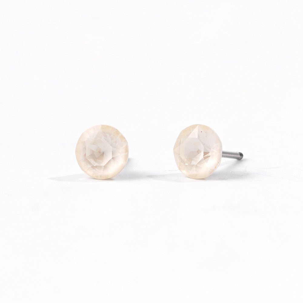 6mm Sparkling Synthetic Crystal Screw Back Titanium Stud Earrings
