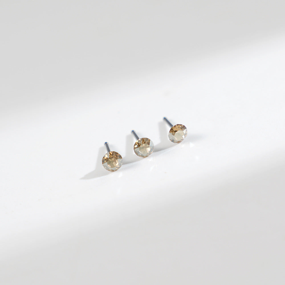 4mm Sparkling Synthetic Crystal Screw Back Titanium Stud Earrings
