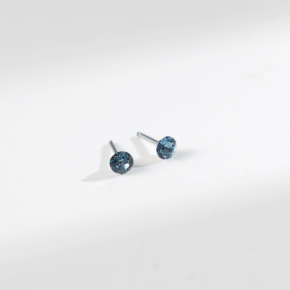 4mm Sparkling Synthetic Crystal Screw Back Titanium Stud Earrings