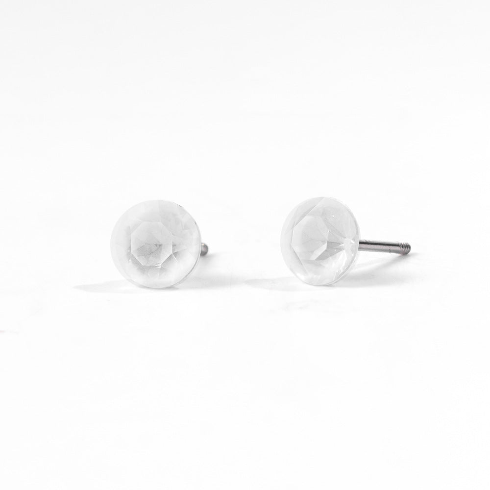 6mm Sparkling Synthetic Crystal Screw Back Titanium Stud Earrings