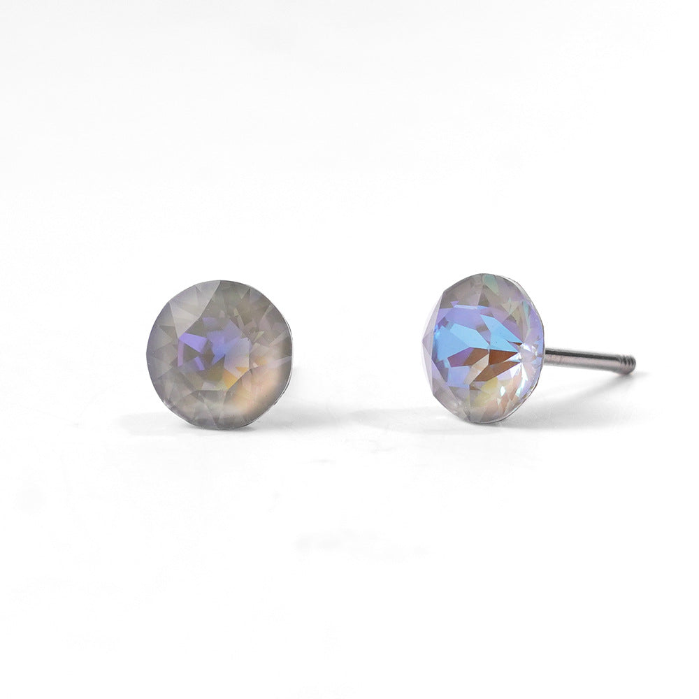 6mm Sparkling Synthetic Crystal Screw Back Titanium Stud Earrings
