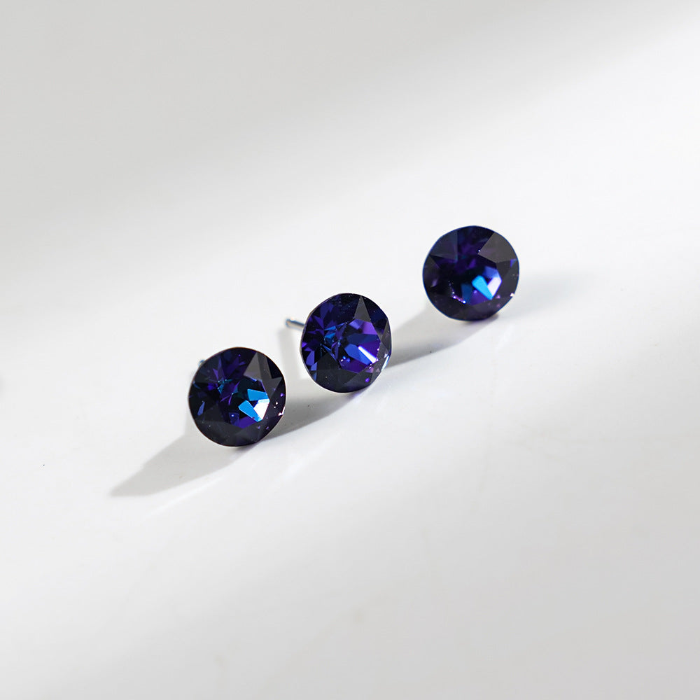8mm Sparkling Synthetic Crystal Screw Back Titanium Stud Earrings