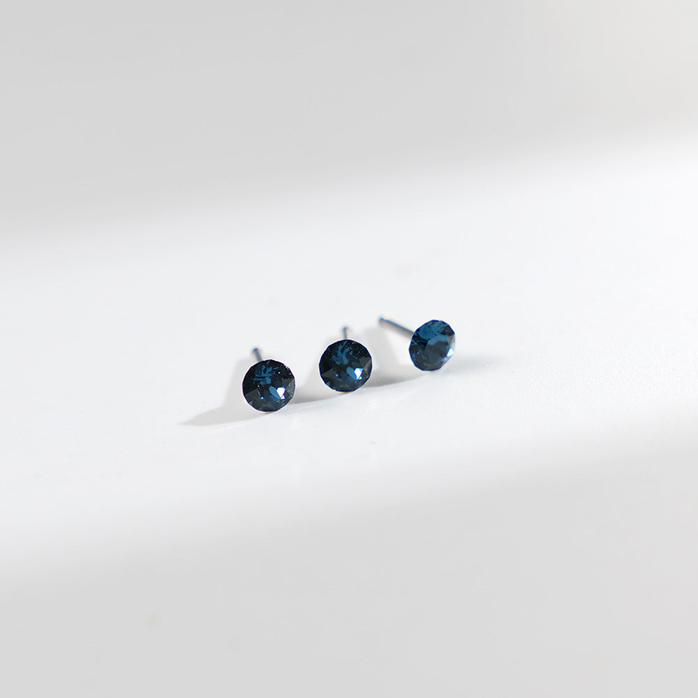 4mm Sparkling Synthetic Crystal Screw Back Titanium Stud Earrings