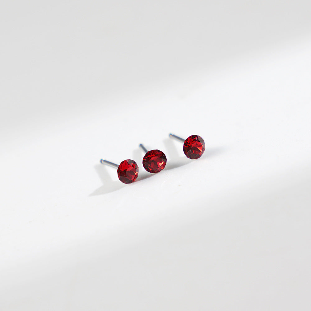 4mm Sparkling Synthetic Crystal Screw Back Titanium Stud Earrings