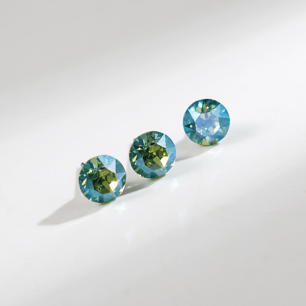 8mm Sparkling Synthetic Crystal Screw Back Titanium Stud Earrings
