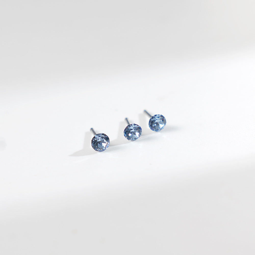 4mm Sparkling Synthetic Crystal Screw Back Titanium Stud Earrings