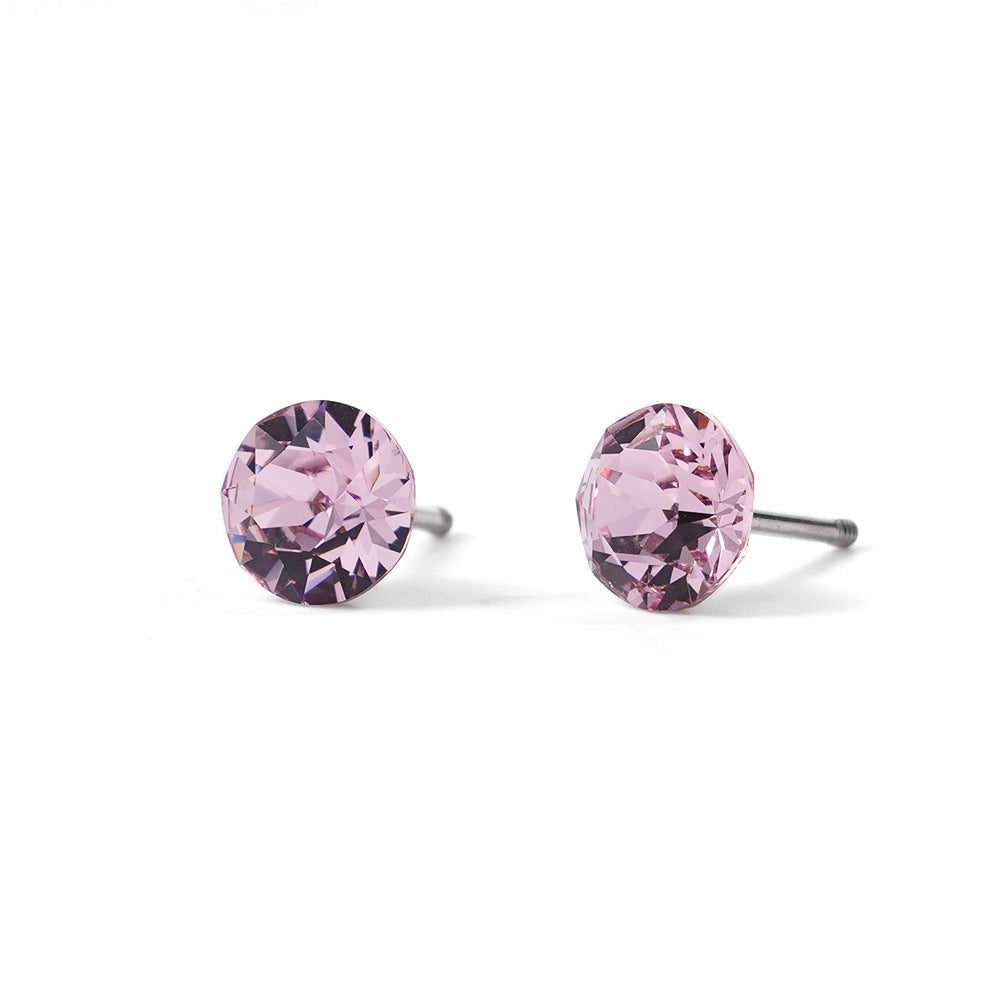 6mm Sparkling Synthetic Crystal Screw Back Titanium Stud Earrings