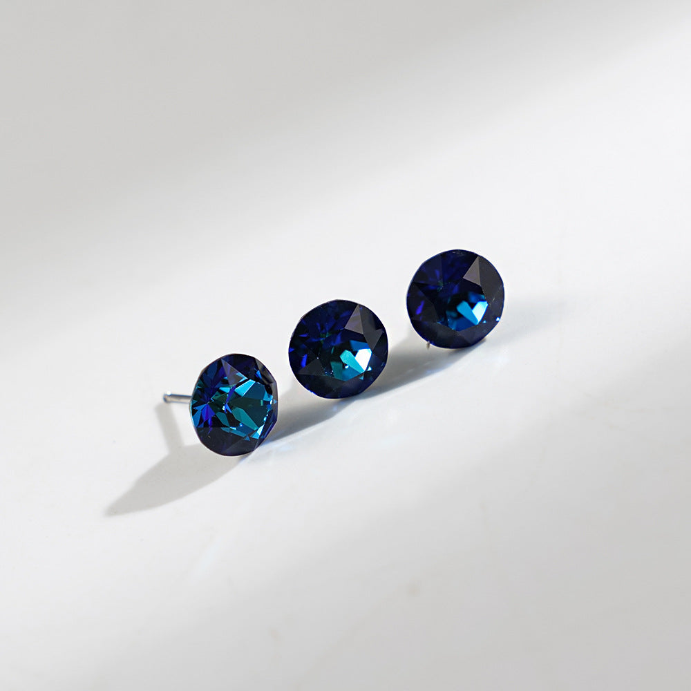 8mm Sparkling Synthetic Crystal Screw Back Titanium Stud Earrings