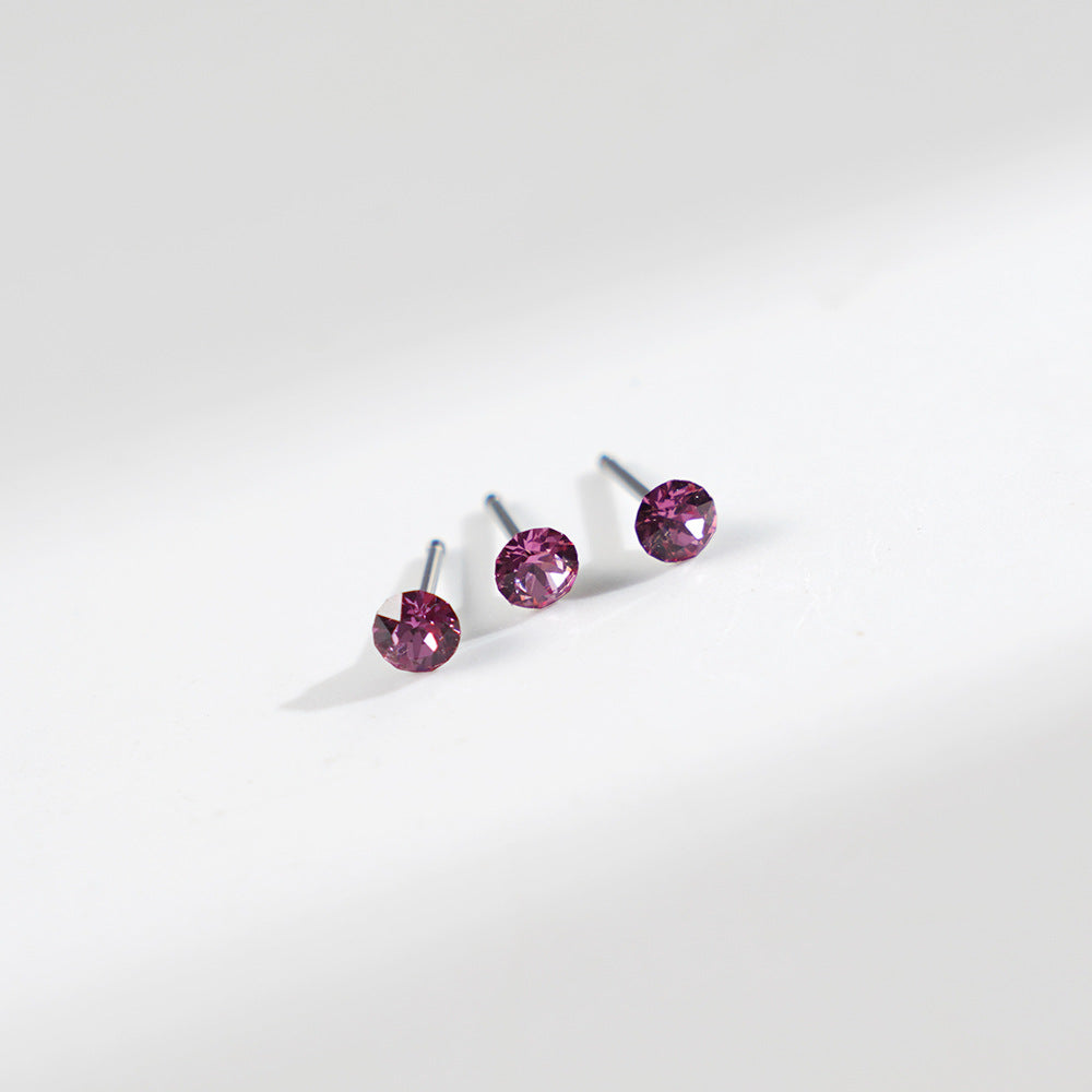 4mm Sparkling Synthetic Crystal Screw Back Titanium Stud Earrings