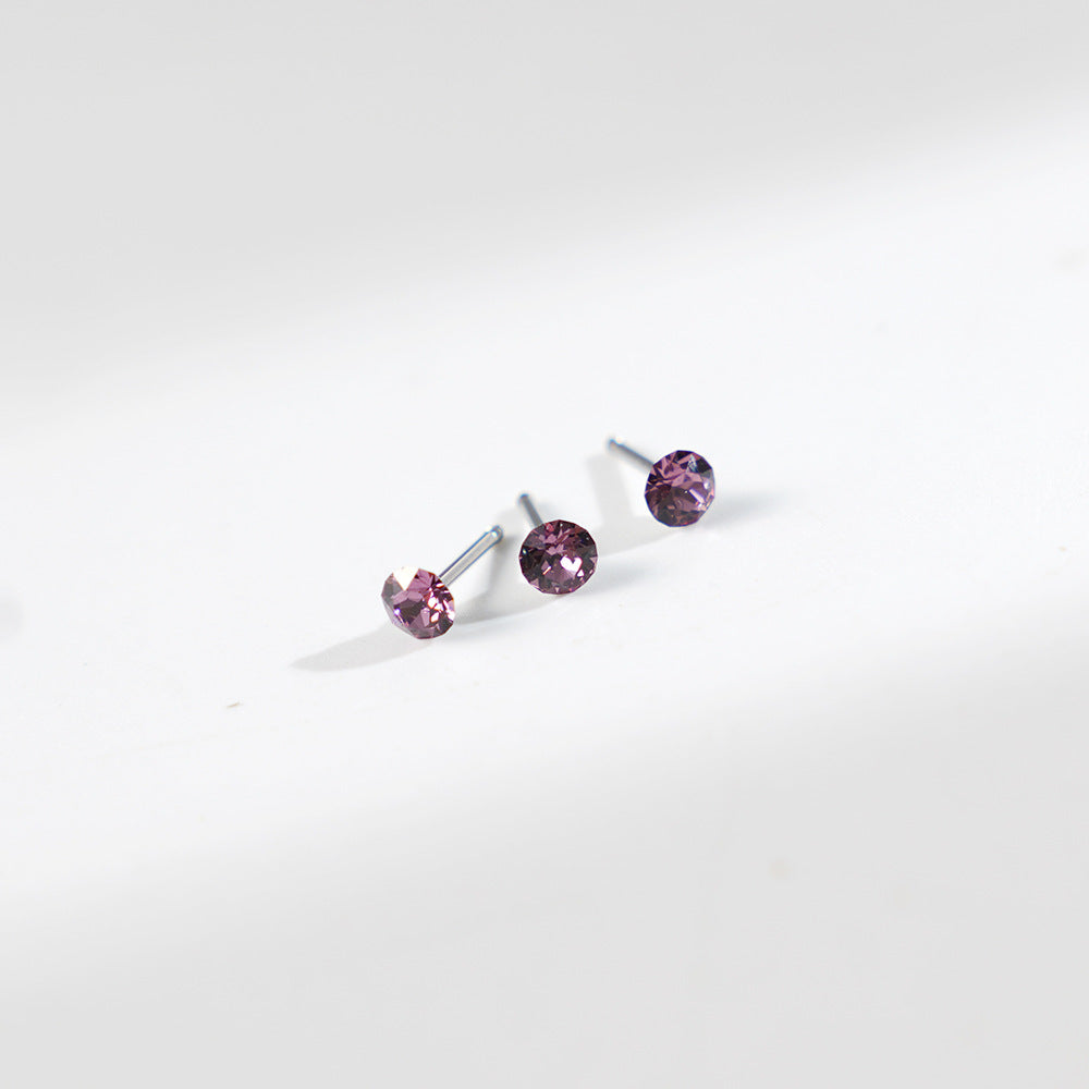 4mm Sparkling Synthetic Crystal Screw Back Titanium Stud Earrings