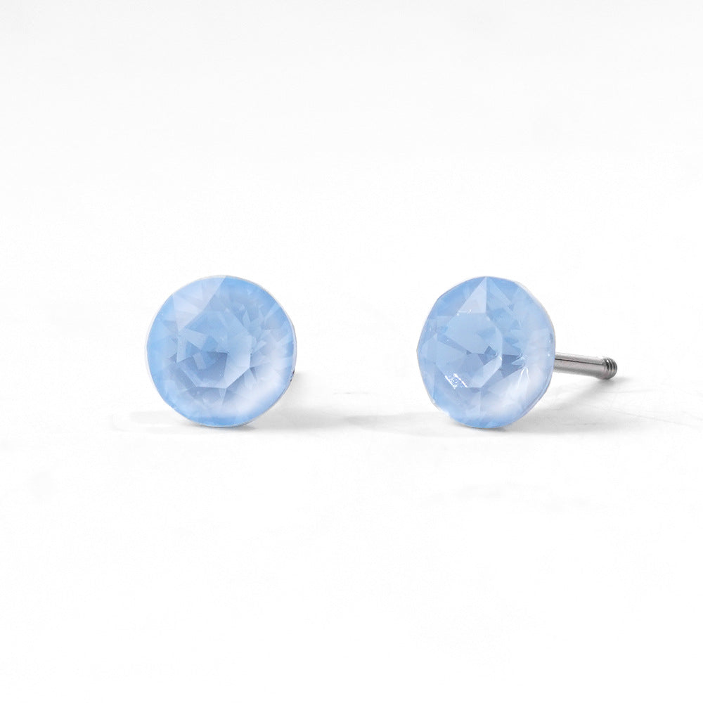 6mm Sparkling Synthetic Crystal Screw Back Titanium Stud Earrings