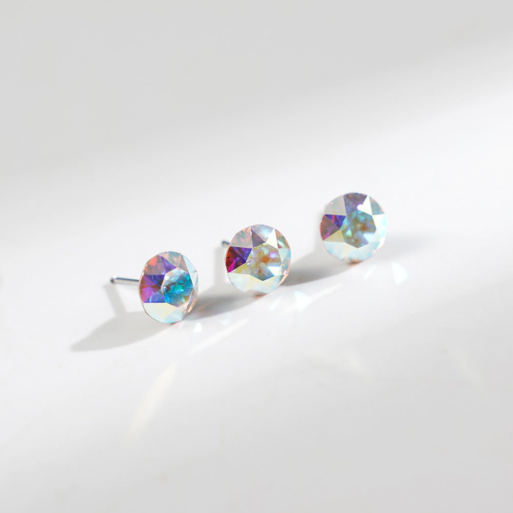 8mm Sparkling Synthetic Crystal Screw Back Titanium Stud Earrings