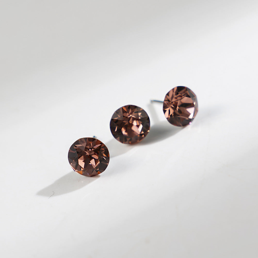 8mm Sparkling Synthetic Crystal Screw Back Titanium Stud Earrings
