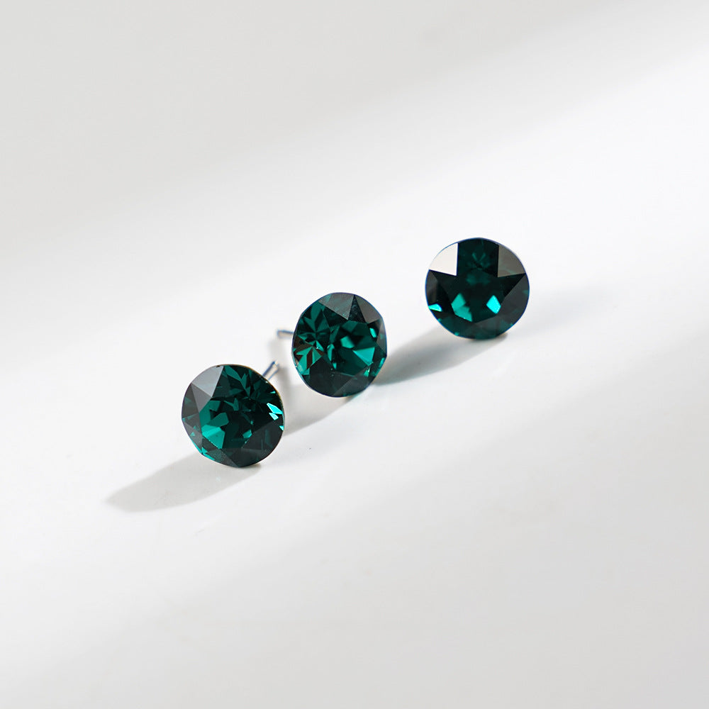 8mm Sparkling Synthetic Crystal Screw Back Titanium Stud Earrings
