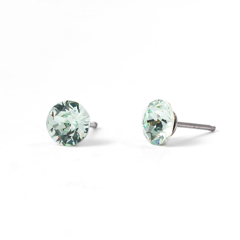 6mm Sparkling Synthetic Crystal Screw Back Titanium Stud Earrings