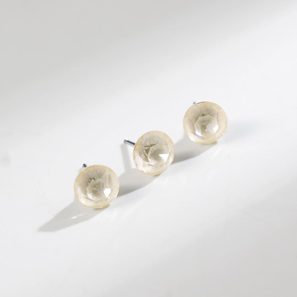8mm Sparkling Synthetic Crystal Screw Back Titanium Stud Earrings