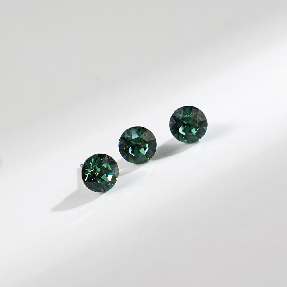 8mm Sparkling Synthetic Crystal Screw Back Titanium Stud Earrings