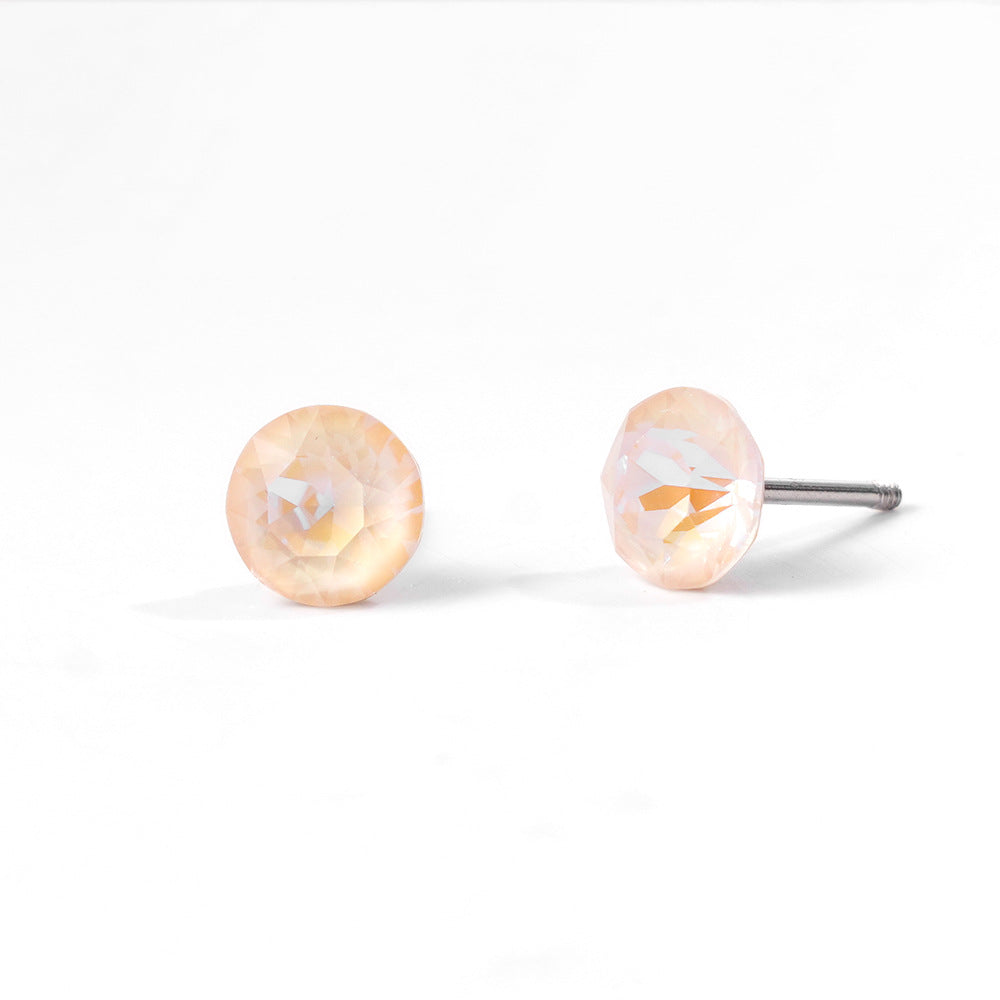 6mm Sparkling Synthetic Crystal Screw Back Titanium Stud Earrings