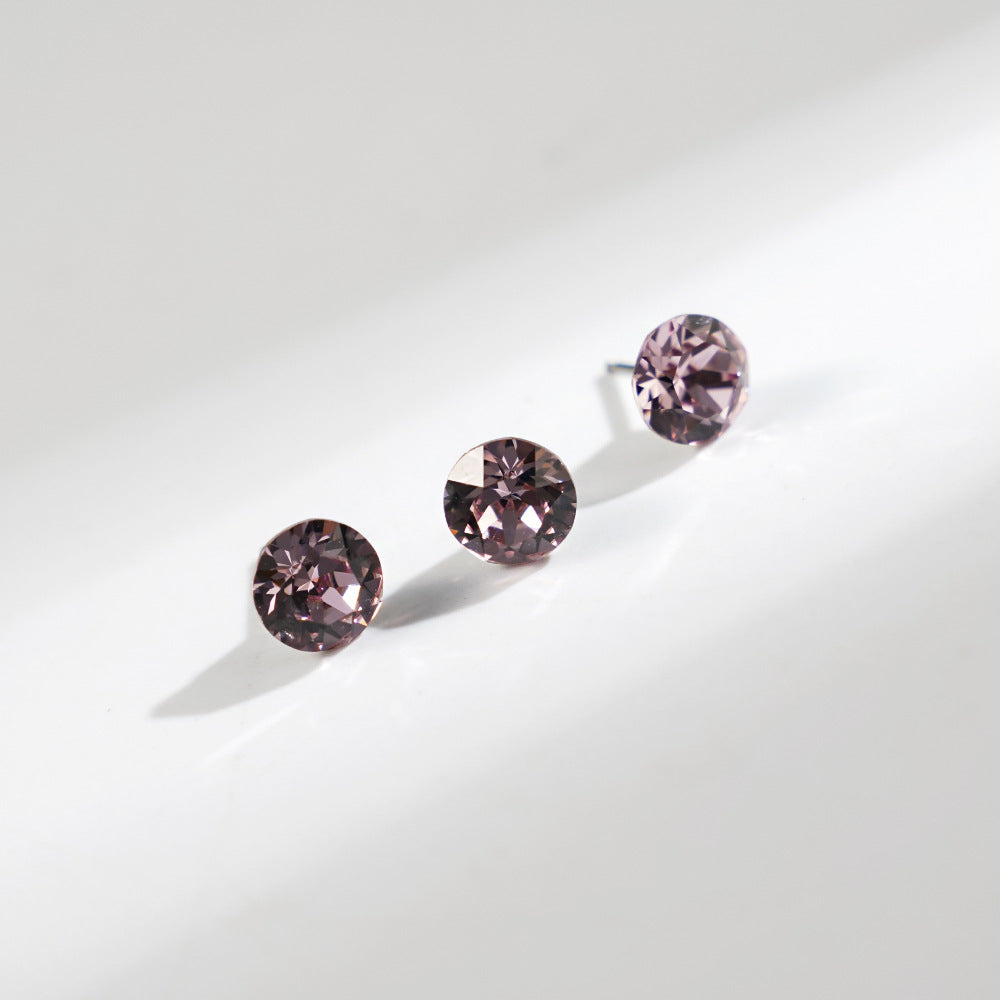 8mm Sparkling Synthetic Crystal Screw Back Titanium Stud Earrings
