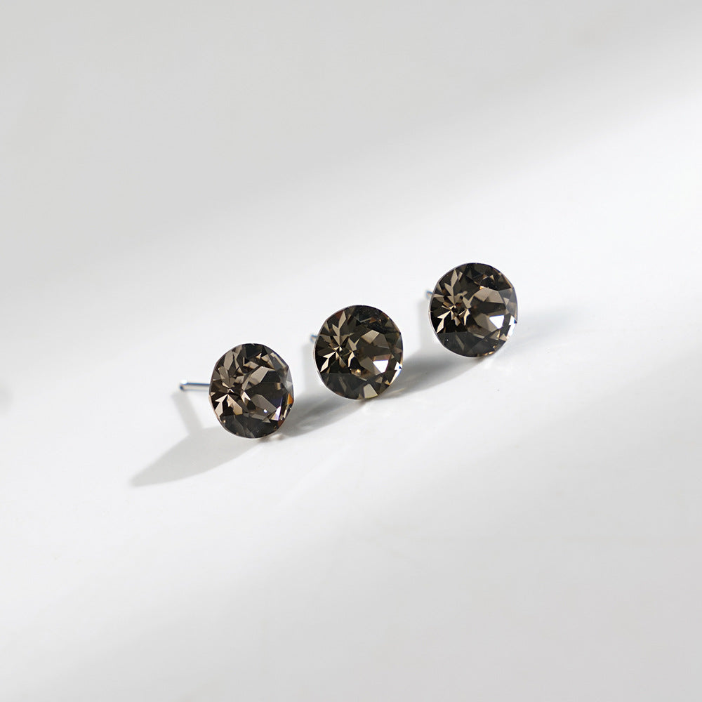 8mm Sparkling Synthetic Crystal Screw Back Titanium Stud Earrings