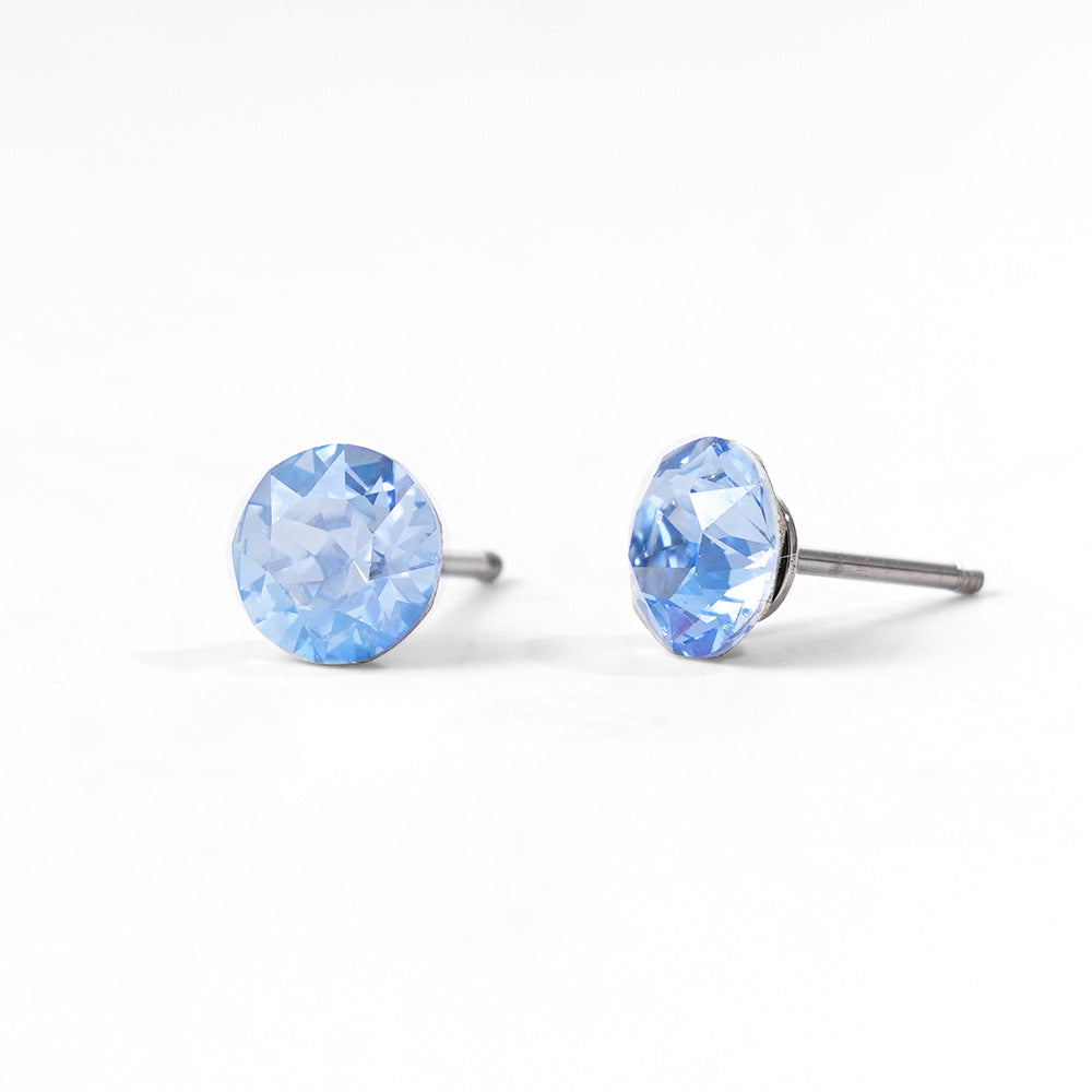6mm Sparkling Synthetic Crystal Screw Back Titanium Stud Earrings