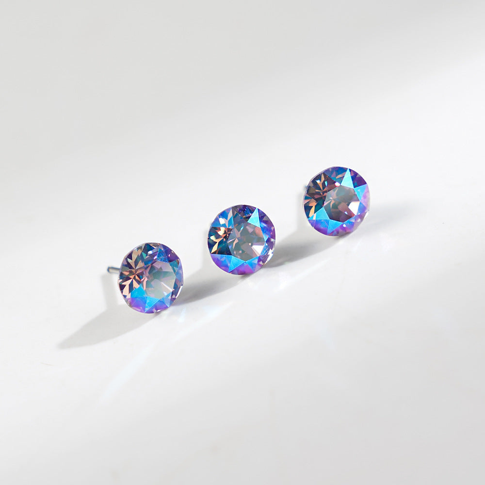 8mm Sparkling Synthetic Crystal Screw Back Titanium Stud Earrings