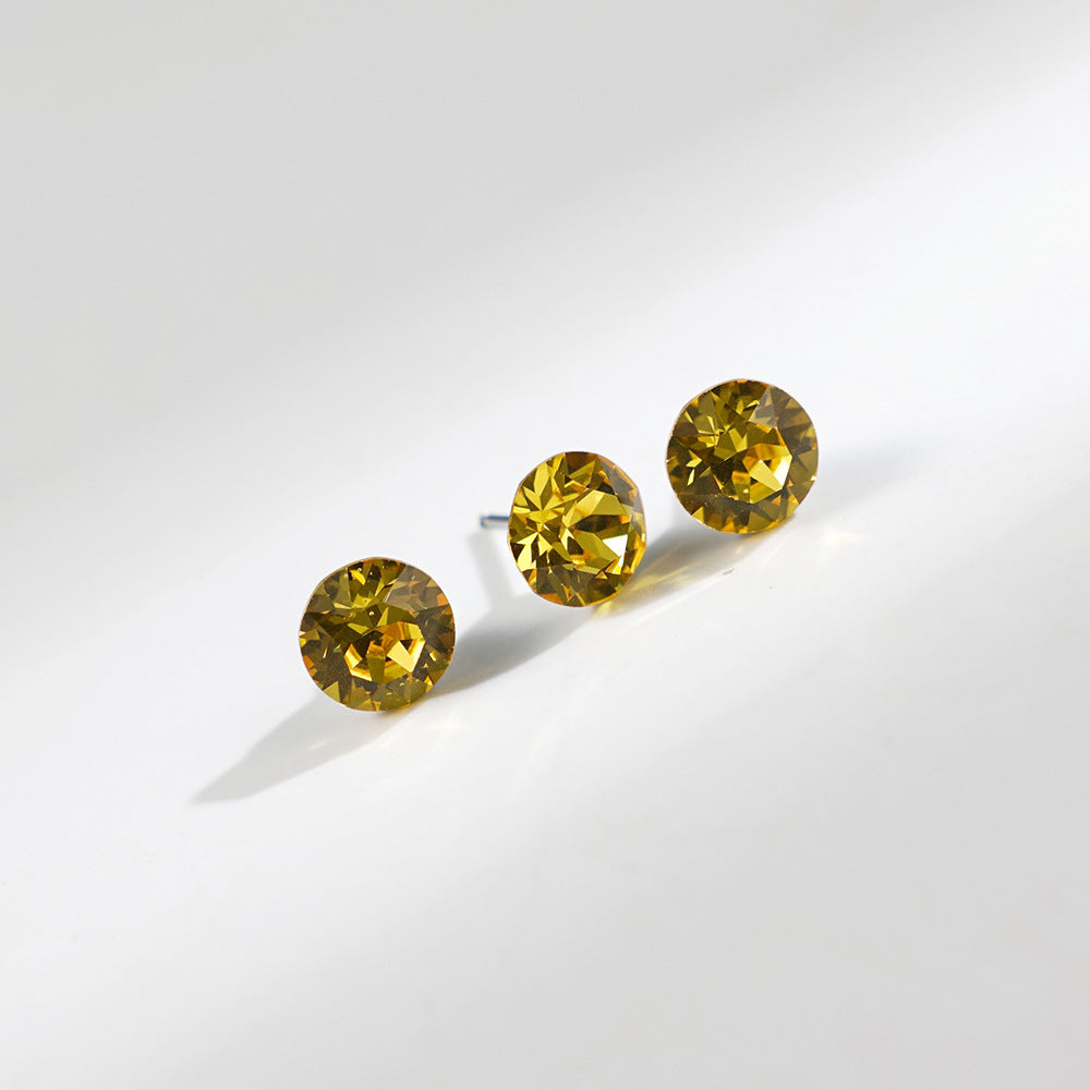 8mm Sparkling Synthetic Crystal Screw Back Titanium Stud Earrings