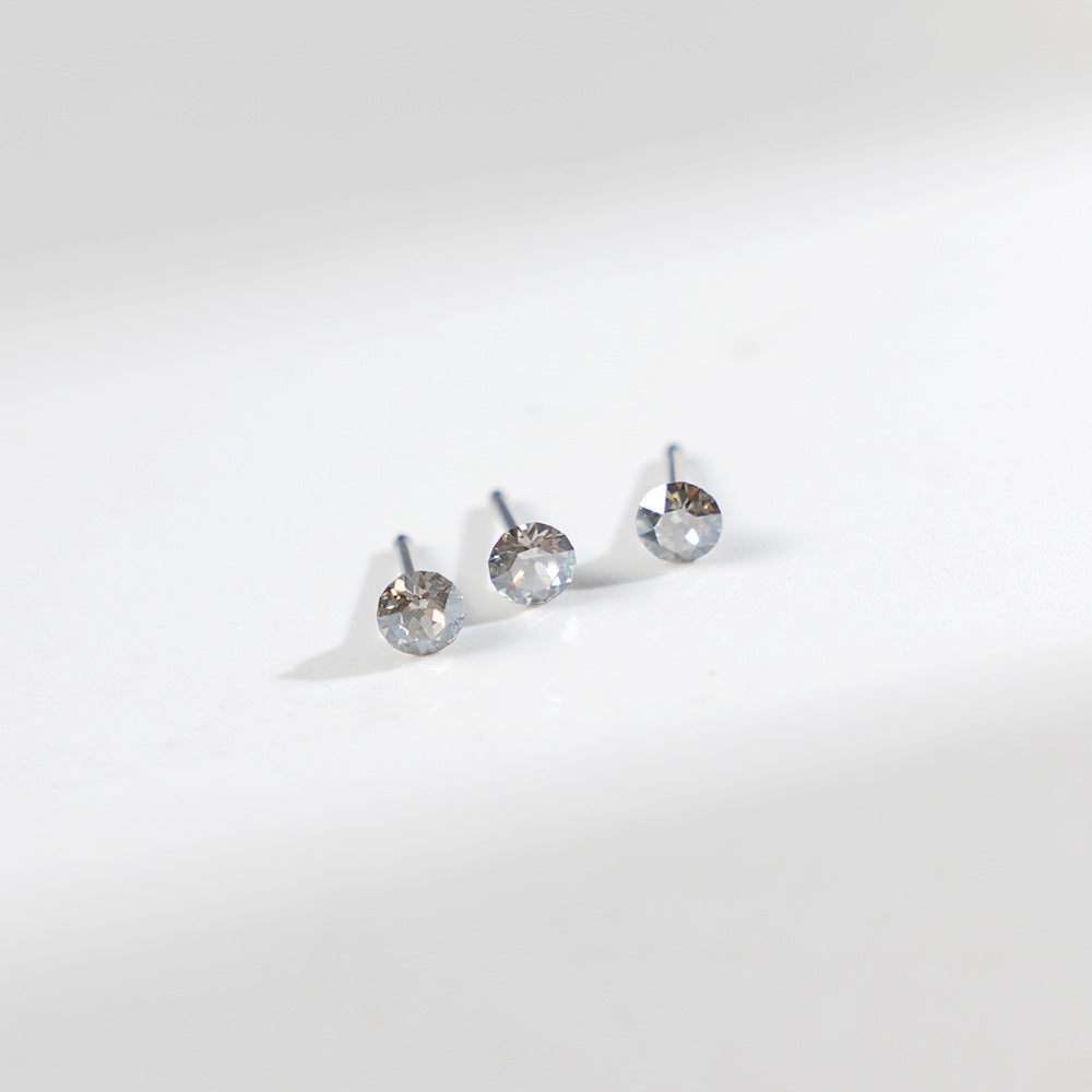 4mm Sparkling Synthetic Crystal Screw Back Titanium Stud Earrings