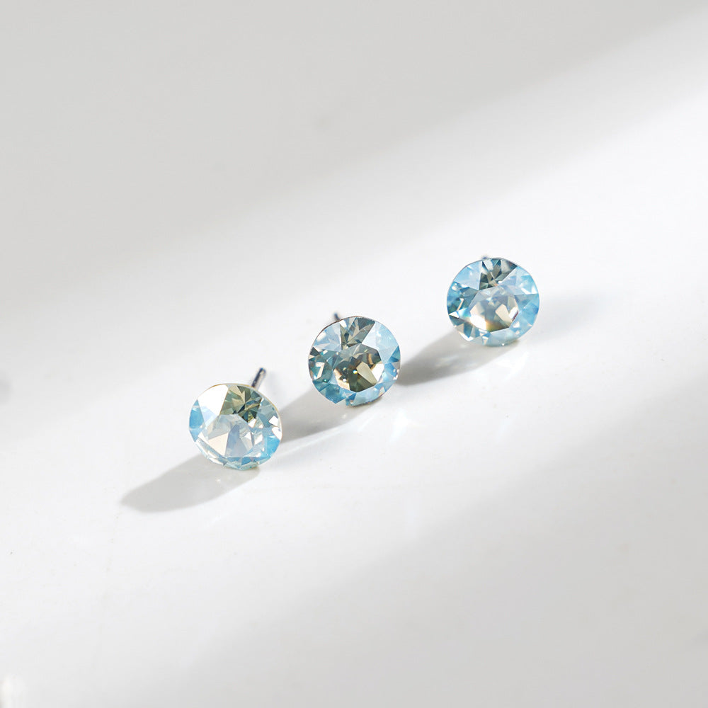 8mm Sparkling Synthetic Crystal Screw Back Titanium Stud Earrings
