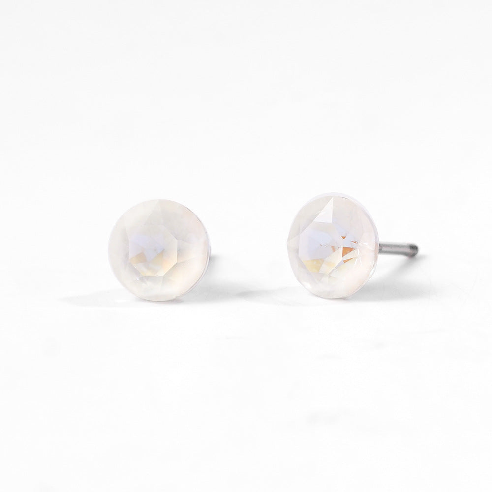 6mm Sparkling Synthetic Crystal Screw Back Titanium Stud Earrings