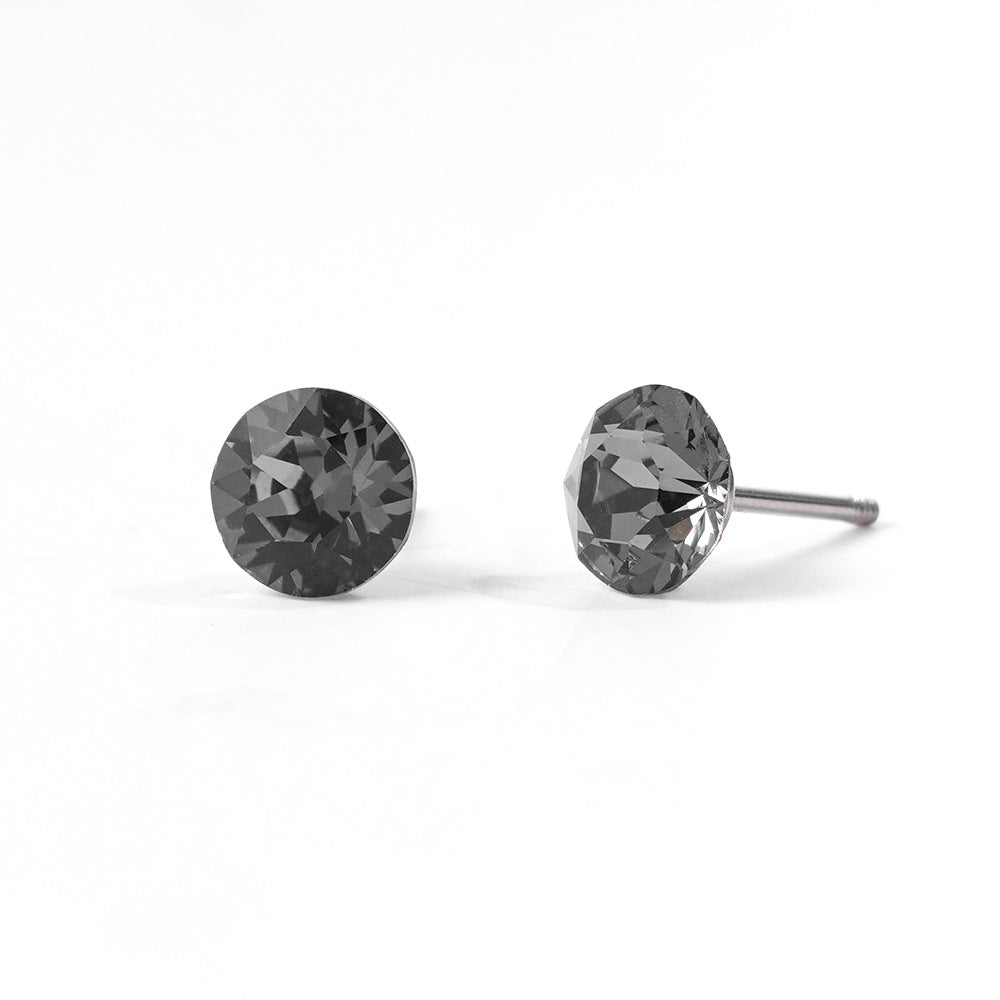6mm Sparkling Synthetic Crystal Screw Back Titanium Stud Earrings