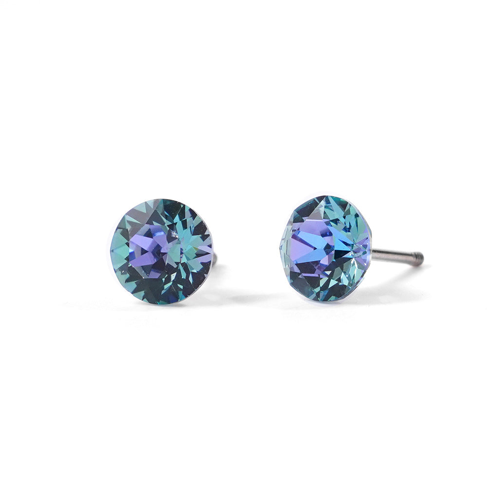 6mm Sparkling Synthetic Crystal Screw Back Titanium Stud Earrings
