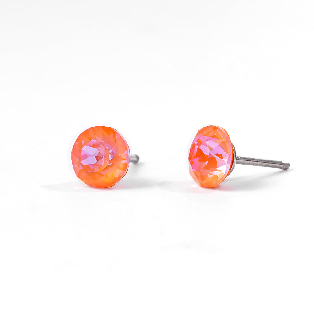 6mm Sparkling Synthetic Crystal Screw Back Titanium Stud Earrings