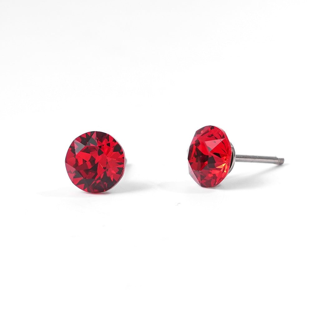 6mm Sparkling Synthetic Crystal Screw Back Titanium Stud Earrings