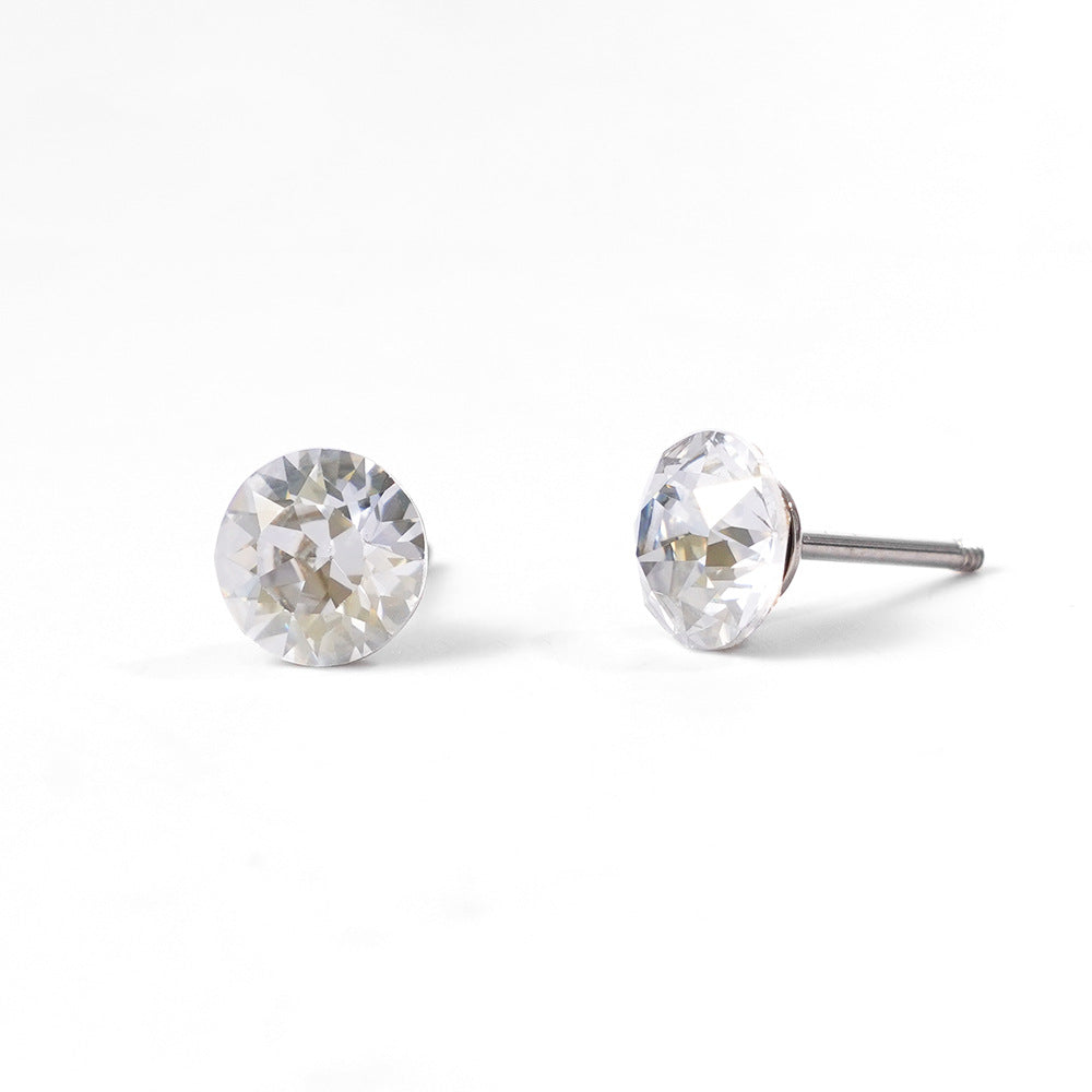 6mm Sparkling Synthetic Crystal Screw Back Titanium Stud Earrings