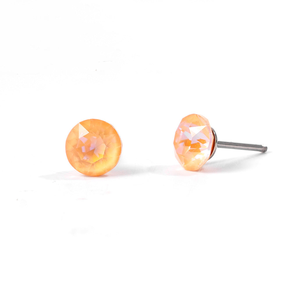 6mm Sparkling Synthetic Crystal Screw Back Titanium Stud Earrings