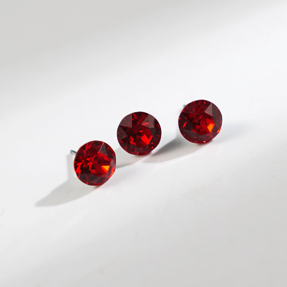 8mm Sparkling Synthetic Crystal Screw Back Titanium Stud Earrings