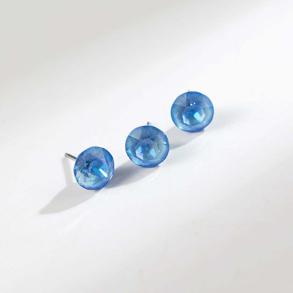 8mm Sparkling Synthetic Crystal Screw Back Titanium Stud Earrings