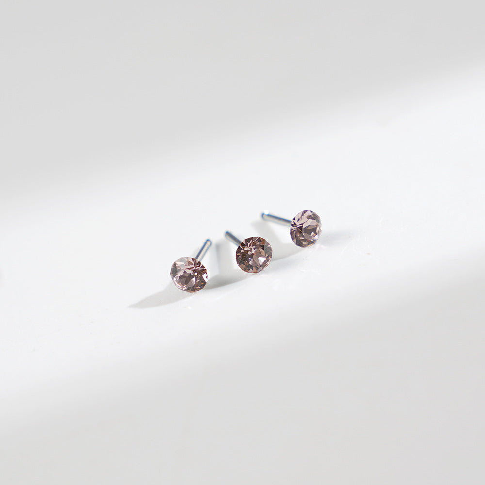4mm Sparkling Synthetic Crystal Screw Back Titanium Stud Earrings
